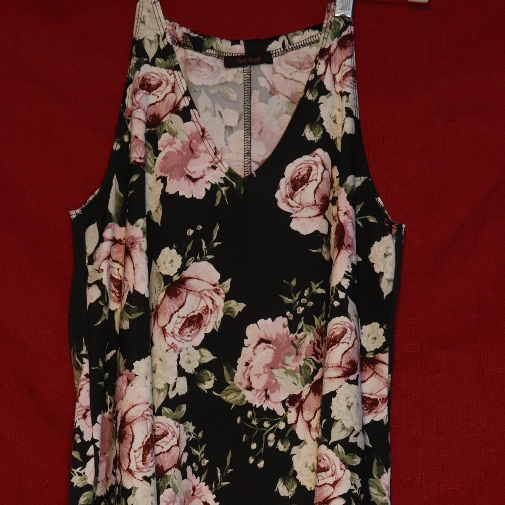 Black floral blouse
